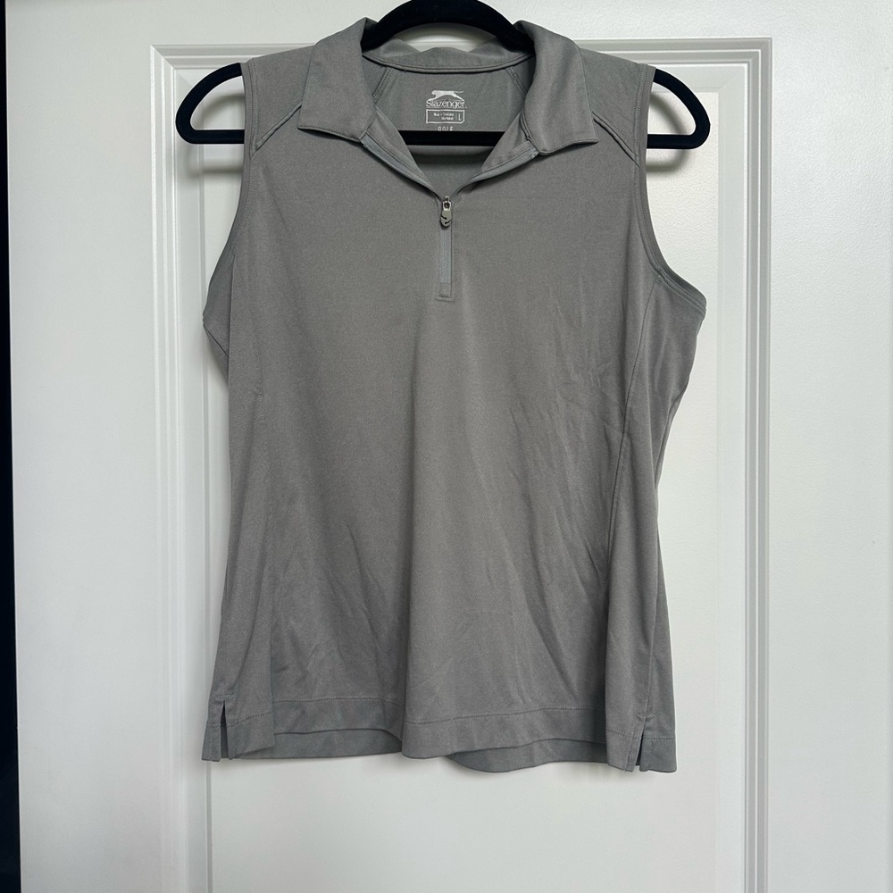 Slazenger Women's Gray Zip Collar Golf Polo